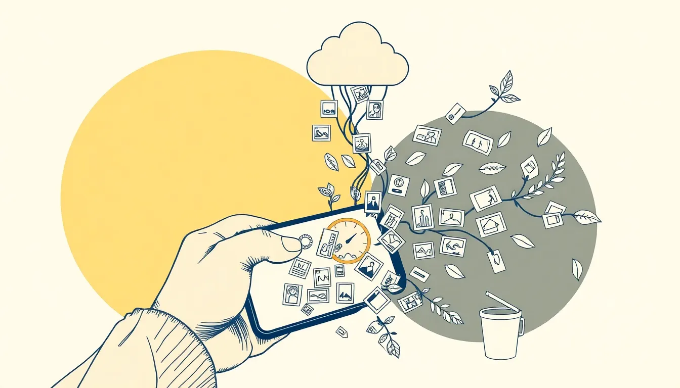 Phone storage full, files streaming into cloud while duplicates fall into trash
